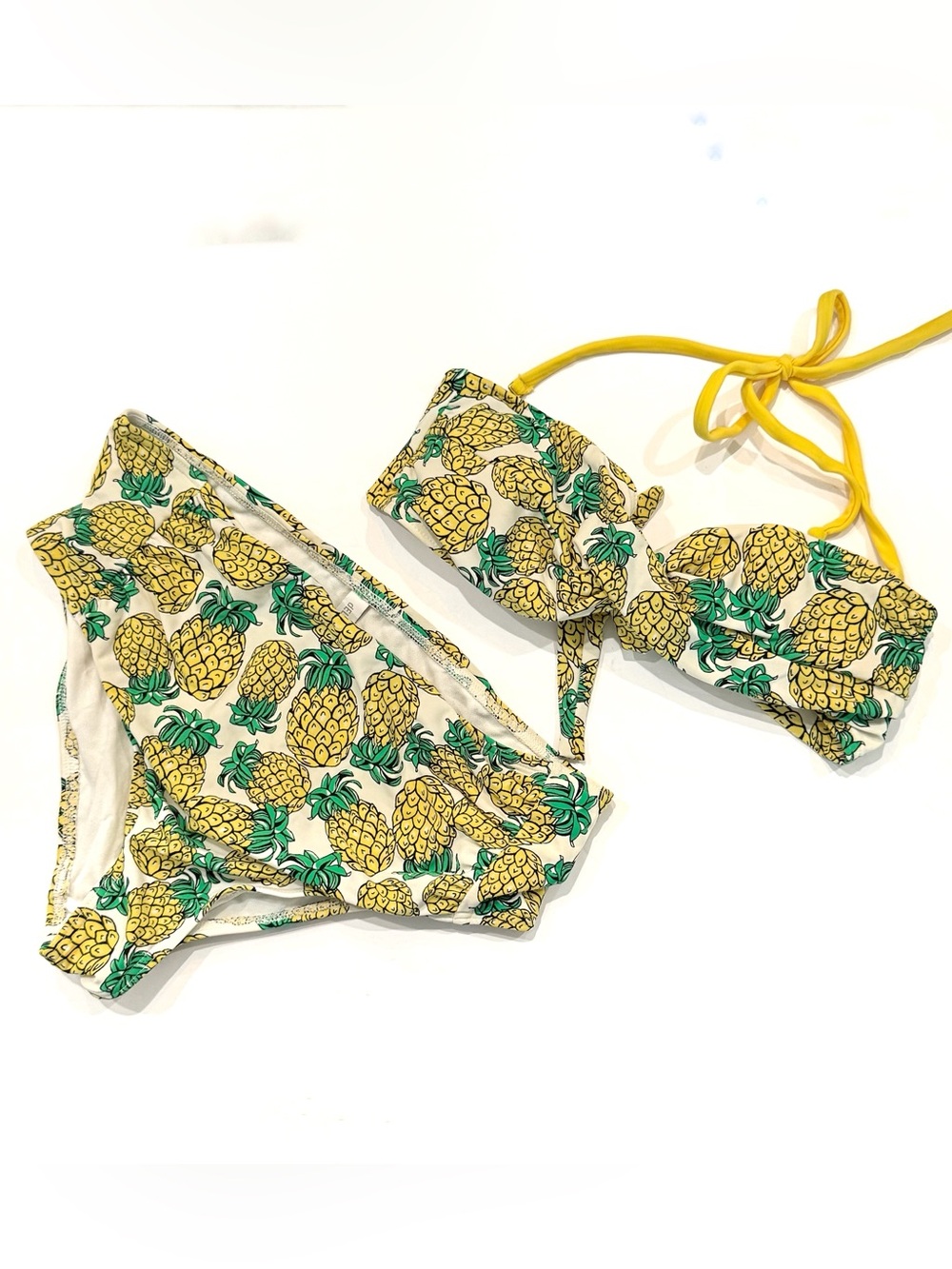 Delias Pineapple Print Bandeau Bikini Set Swimsuit Womens Small Tropical